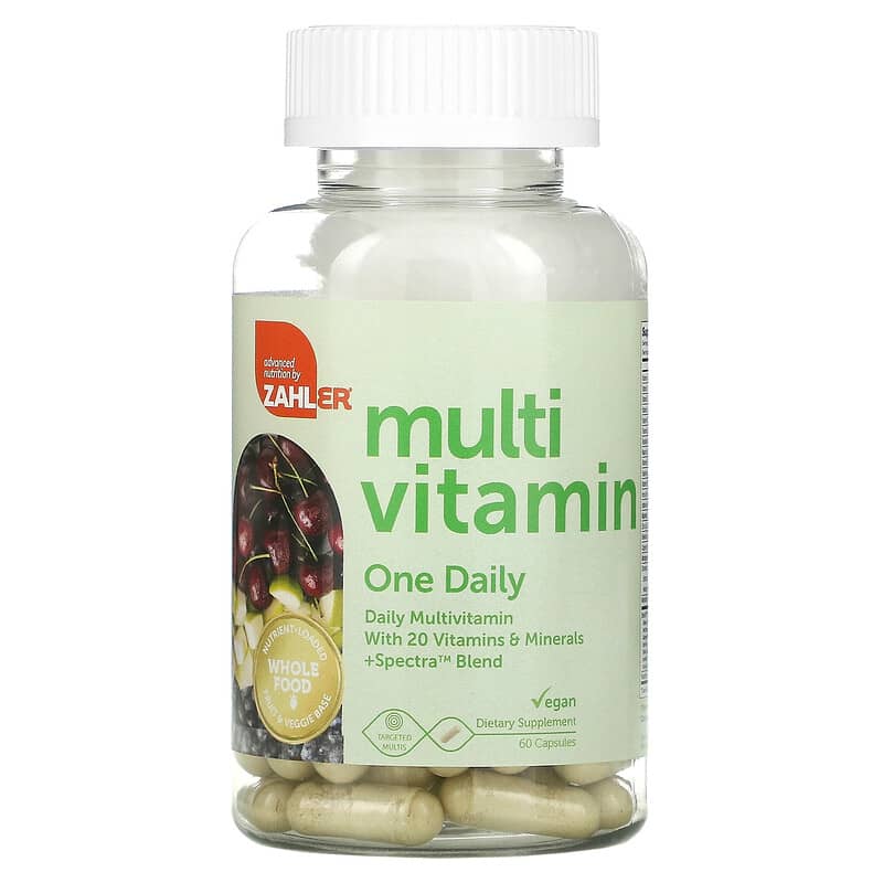 Zahler, One Daily, Daily Multivitamin with 20 Vitamins & Minerals + Spectra Blend, 60 Capsules 848998082314