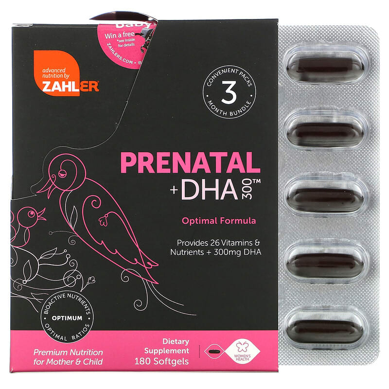 Zahler Prenatal + DHA 300 Optimal Formula 180 Softgels 848998081836