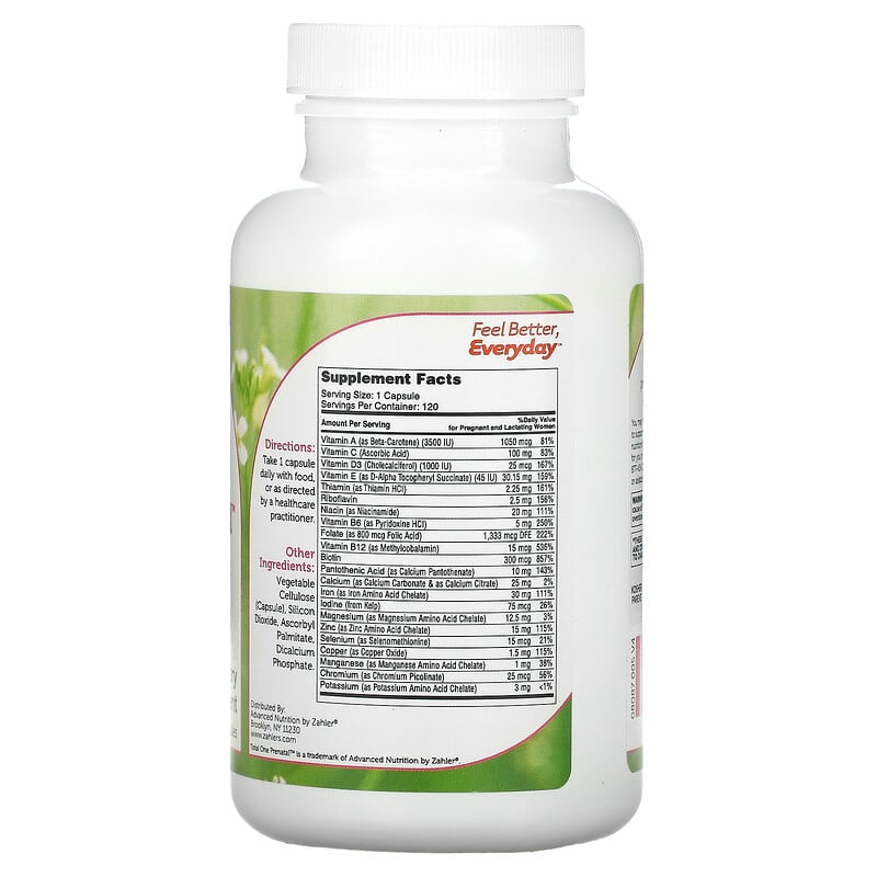 Zahler, Total One Prenatal, 120 Capsules 848998080877