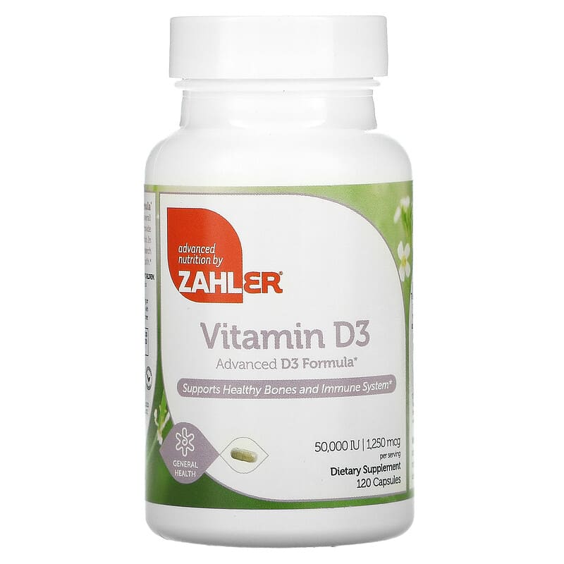 Zahler Vitamin D3 1,250 mcg (50,000 IU) 120 Capsules 848998080846