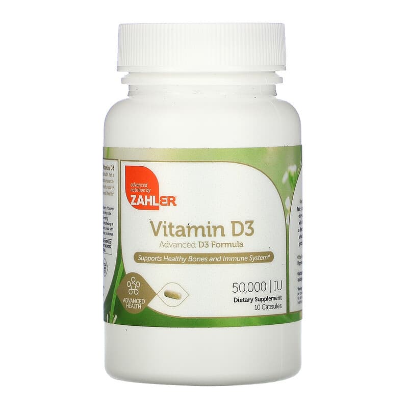 Zahler Vitamin D3 50,000 IU 10 Capsules 848998082017