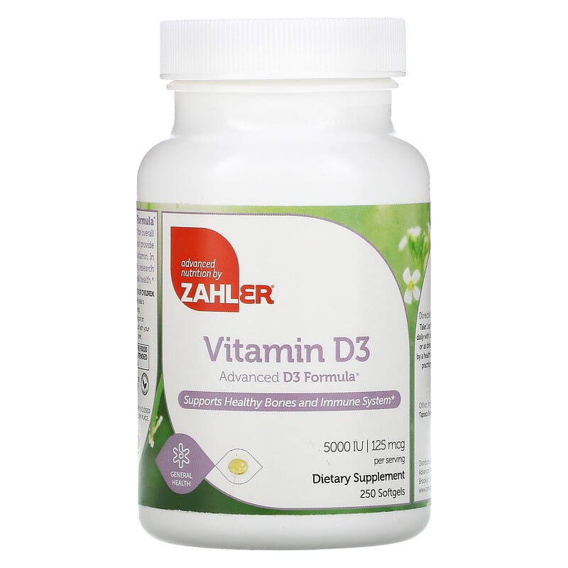 Zahler Vitamin D3 Advanced D3 Formula 125 mcg (5,000 IU) 250 Softgels 848998000431