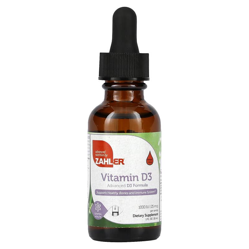 Zahler Vitamin D3 Advanced D3 Formula 25 mcg (1,000 IU) 1 fl oz (30 ml) 848998081485