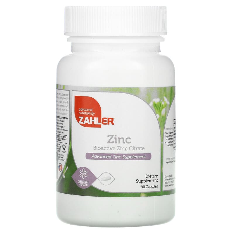 Zahler Zinc Bioactive Zinc Citrate 90 Capsules 848998082208