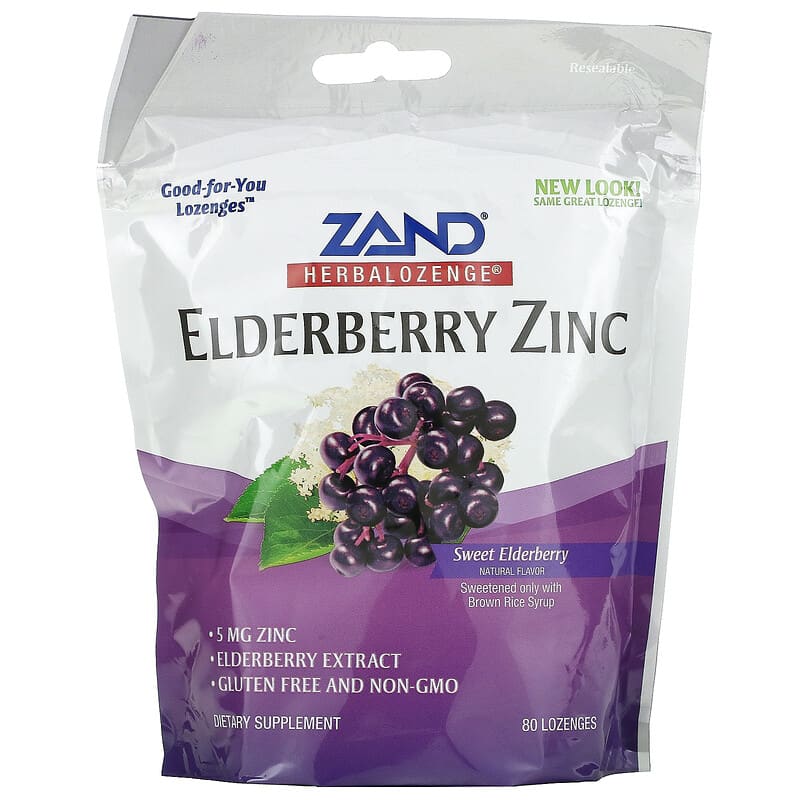 Zand Herbalozenge Elderberry Zinc Sweet Elderberry 80 Lozenges 41954711420
