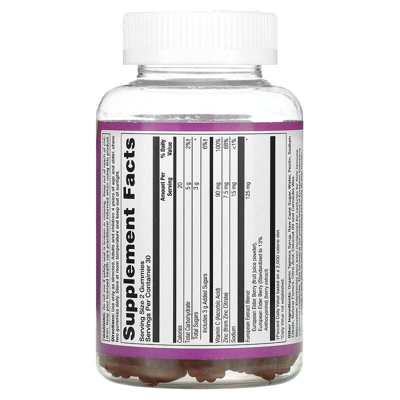 Zand, Immunity Gummies, Elderberry Zinc With Vitamin C, 60 Gummies 41954667437