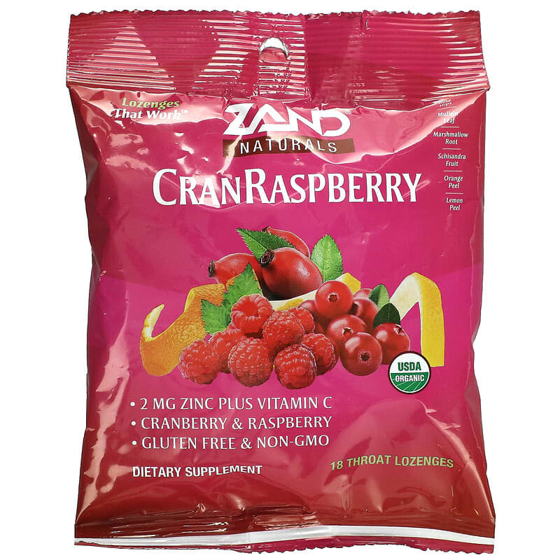 Zand Naturals Organic CranRaspberry 18 Throat Lozenges 41954000050