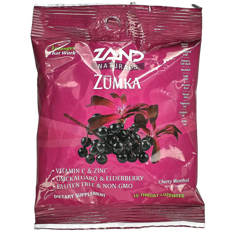 Zand Naturals Zumka Cherry Menthol 15 Throat Lozenges 41954969869