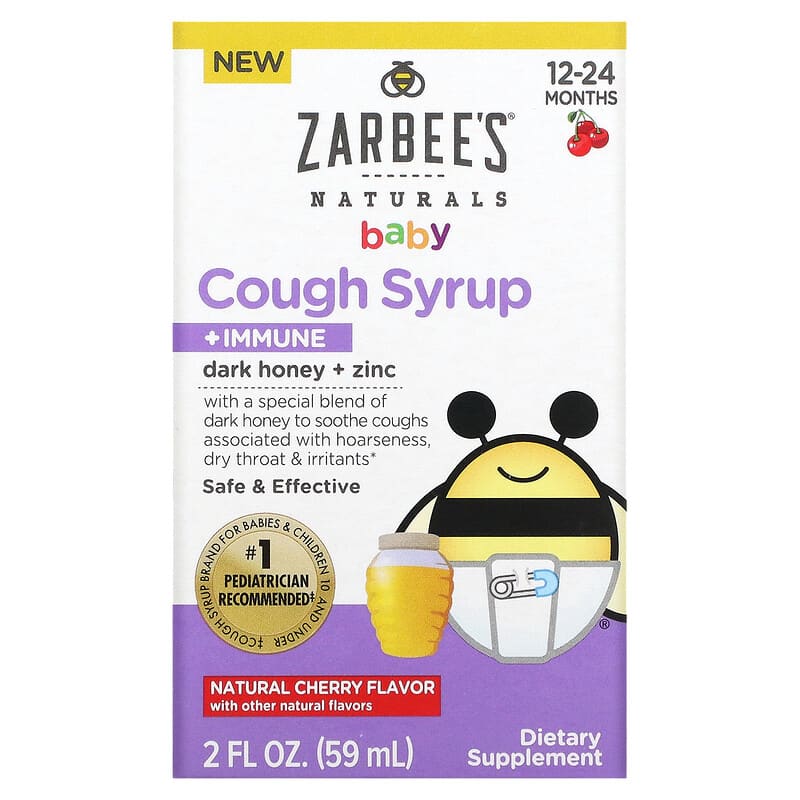 Zarbees Baby Cough Syrup + Immune 12-24 Months Natural Cherry 2 fl oz (59 ml) 897233709028