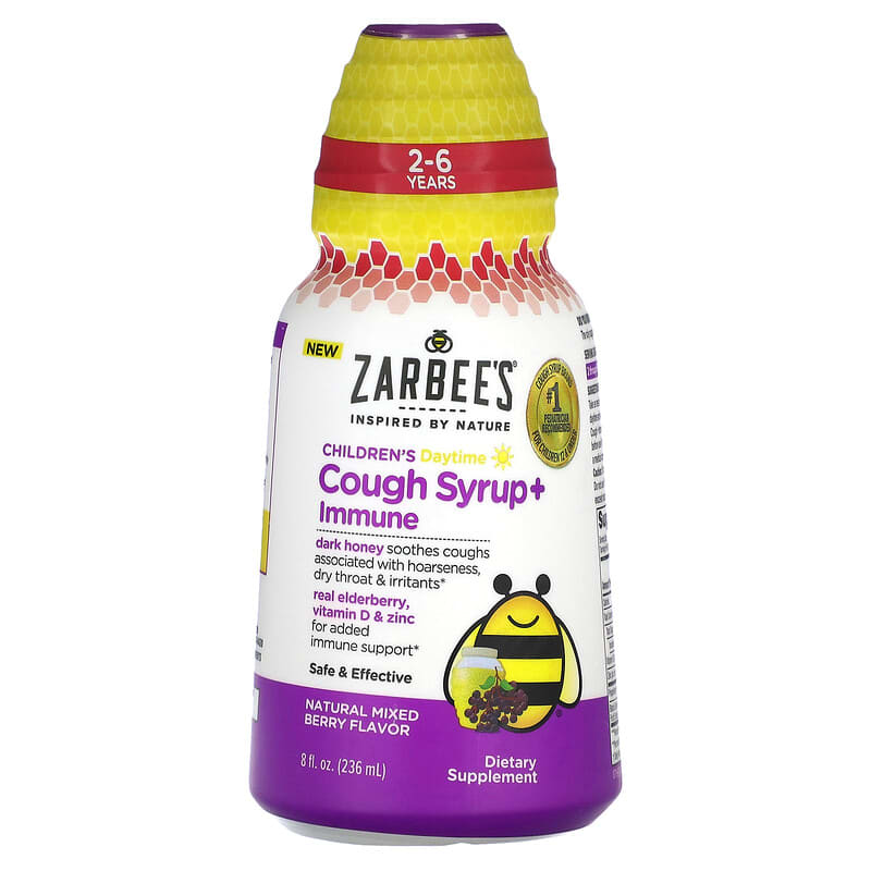 Zarbees Children's Daytime Cough Syrup + Immune 2-6 Years Natural Mixed Berry 8 fl oz (236 ml) 300450664167