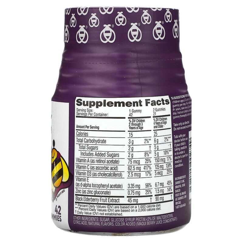 Zarbees, Children's Elderberry Immune Support, For Ages 2+, Natural Berry, 42 Gummies 898115002749