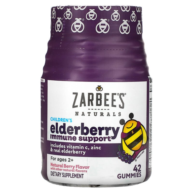 Zarbees Children's Elderberry Immune Support For Ages 2+ Natural Berry 42 Gummies 898115002749