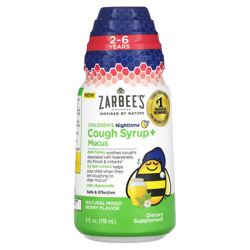 Zarbees Children's Nighttime Cough Syrup + Mucus 2-6 Years Natural Mixed Berry 4 fl oz (118 ml) 300450664044