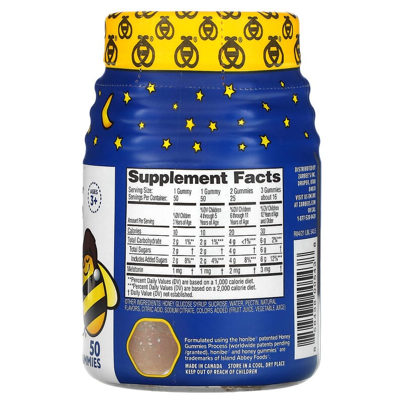 Zarbees, Children's Sleep with Melatonin, Ages 3+, Natural Berry, 50 Gummies 858438005438