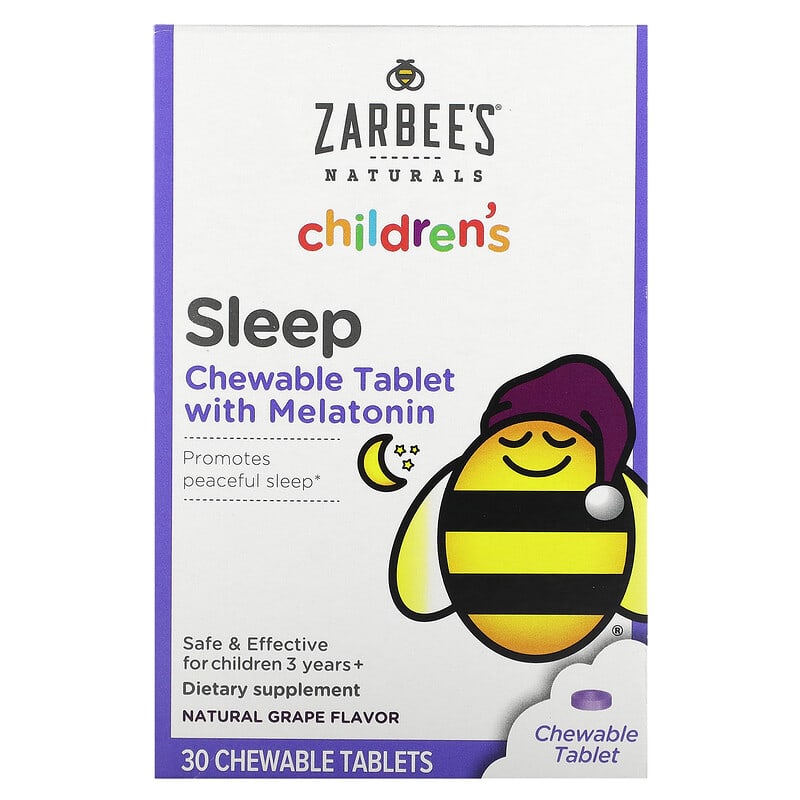 Zarbees Children's Sleep with Melatonin For Children 3 Years+ Natural Grape 30 Chewable Tablets 898115002503