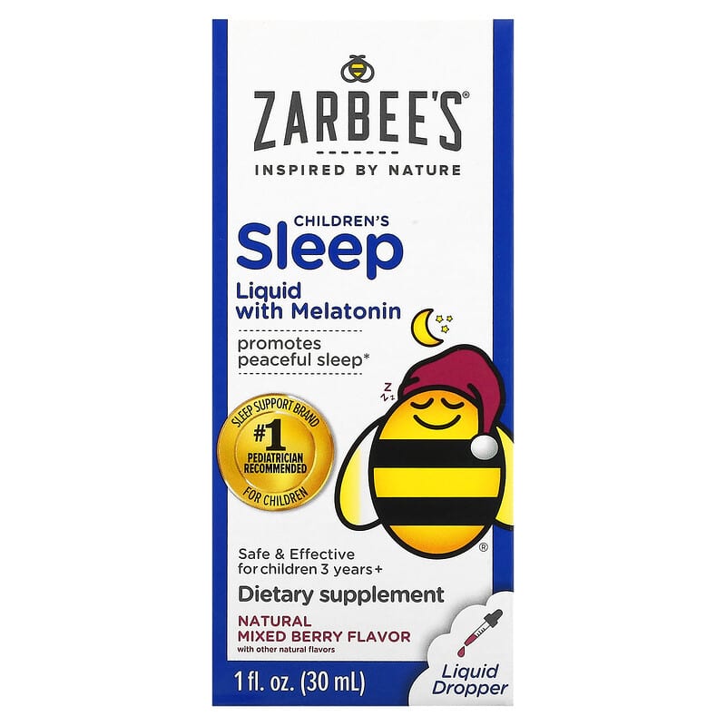 Zarbees Childrens Sleep Liquid with Melatonin For Children 3 Years + Natural Mixed Berry  1 fl oz (30 ml) 858438005711