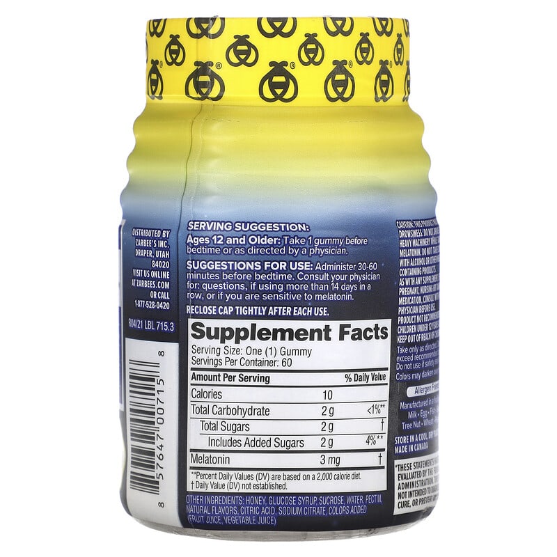 Zarbees, Sleep with Melatonin, Natural Mixed Fruit, 60 Gummies 857647007158
