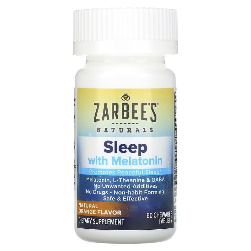 Zarbees, Sleep with Melatonin, Natural Orange, 60 Chewable Tablets 857647007325