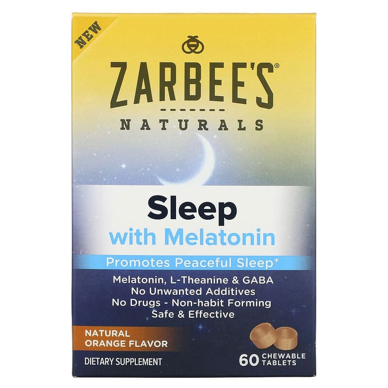 Zarbees Sleep with Melatonin Natural Orange 60 Chewable Tablets 857647007325