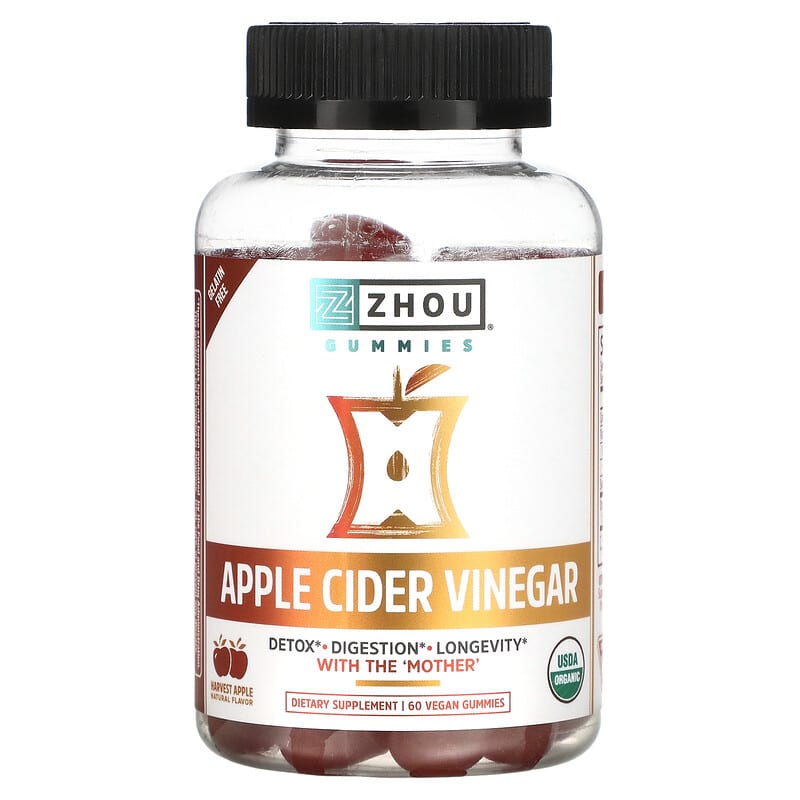 Zhou Nutrition Apple Cider Vinegar Harvest Apple 60 Vegan Gummies 669191679640
