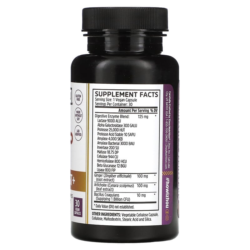 Zhou Nutrition, Bloat Blast+, 30 Vegan Capsules 669191895224