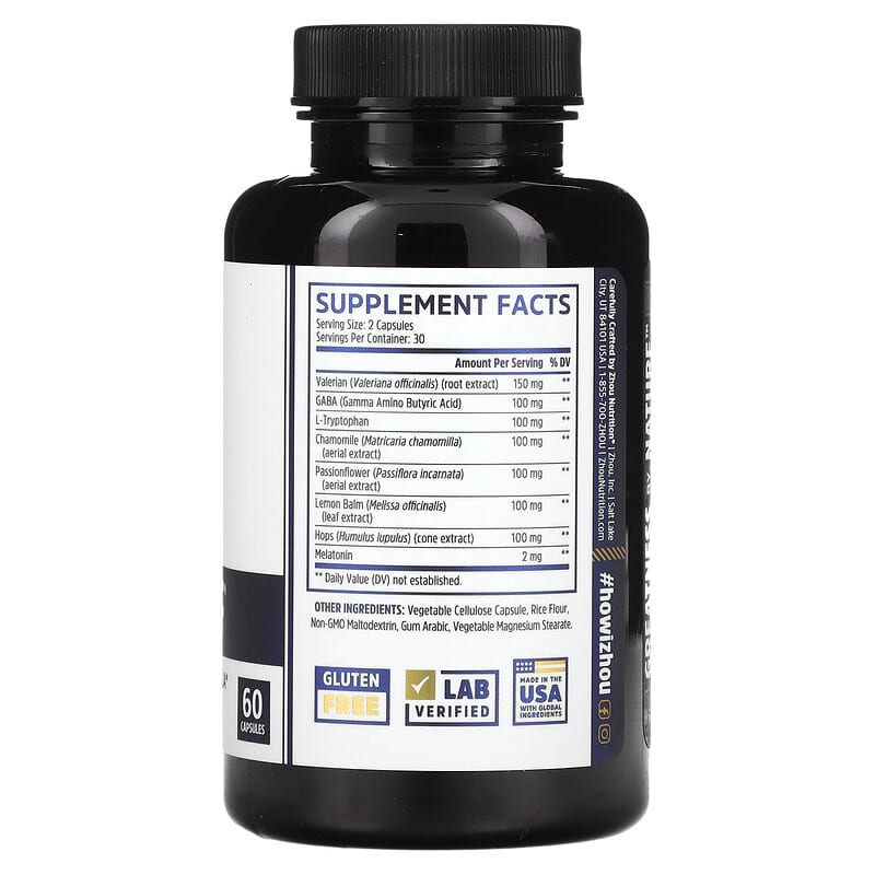 Zhou Nutrition, Driftoff, Soothing Sleeping Formula, 60 Capsules 859805006096