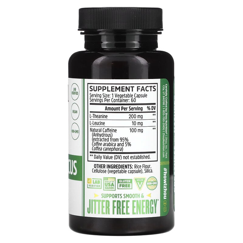 Zhou Nutrition, Energy + Focus, 60 Veggie Capsules 859805006102