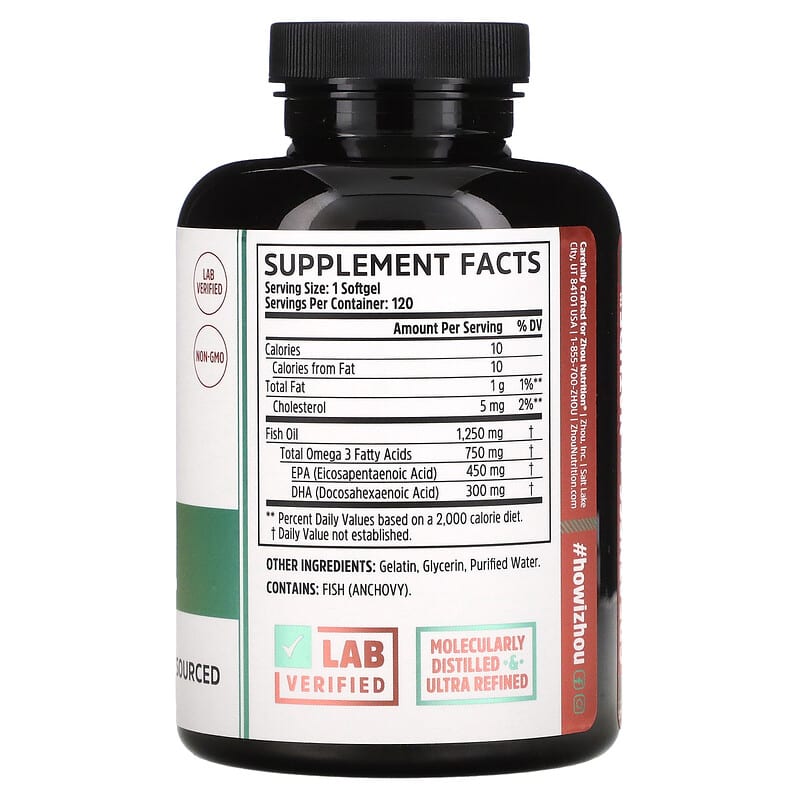 Zhou Nutrition, Fish Oil, 120 Softgels 669191795869