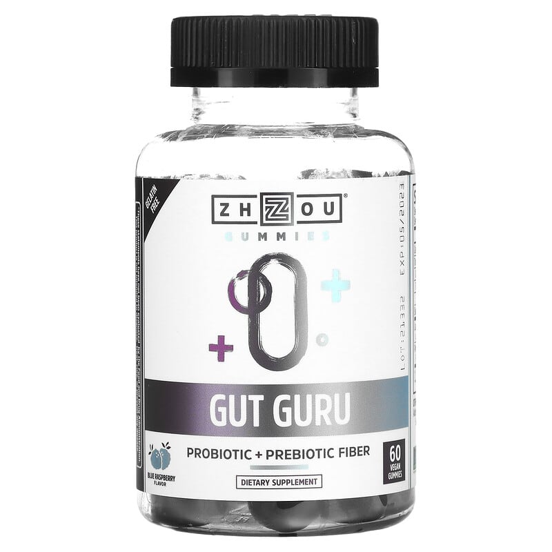 Zhou Nutrition Gut Guru Blue Raspberry 60 Vegan Gummies 669191811811