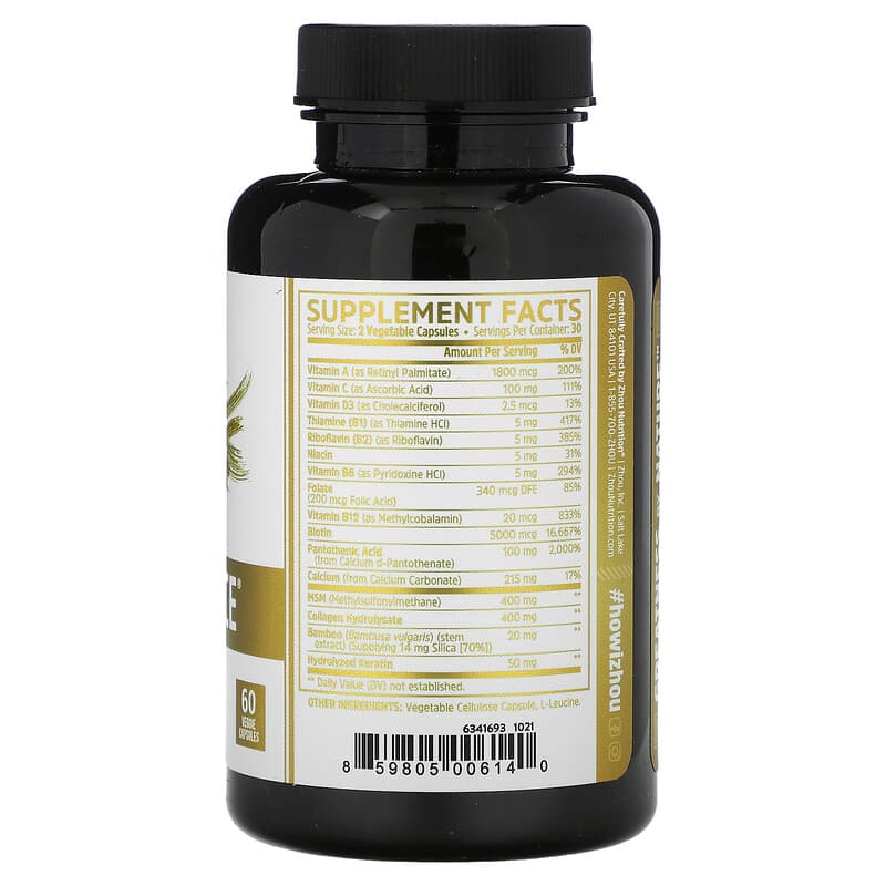 Zhou Nutrition, Hairfluence, Premium Hair Support Formula, 60 Veggie Capsules 859805006140