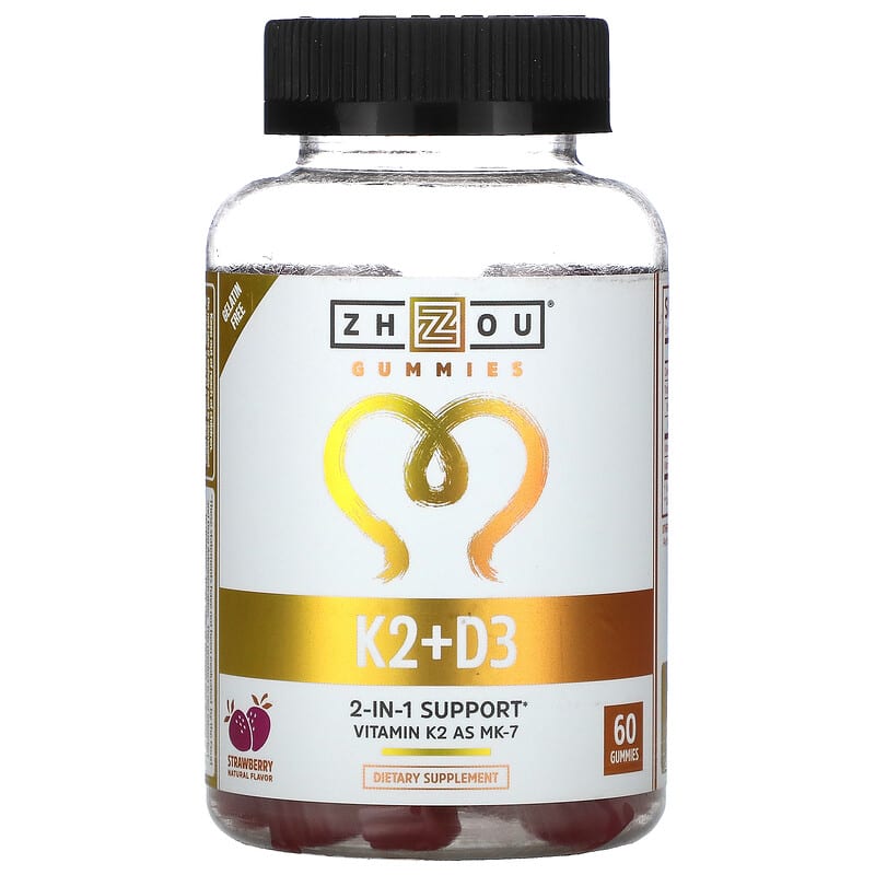 Zhou Nutrition K2 + D3 Strawberry 60 Gummies 669191370172