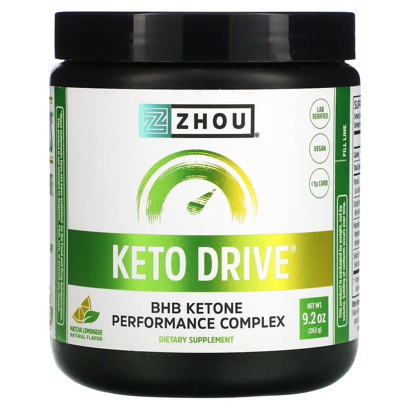 Zhou Nutrition Keto Drive Matcha Lemonade 9.2 oz (263 g) 859805006201