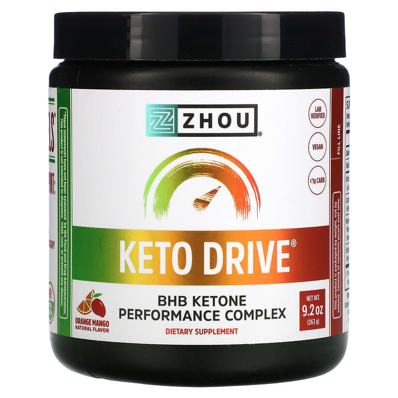 Zhou Nutrition Keto Drive Orange Mango 9.2 oz (263 g) 859805006218
