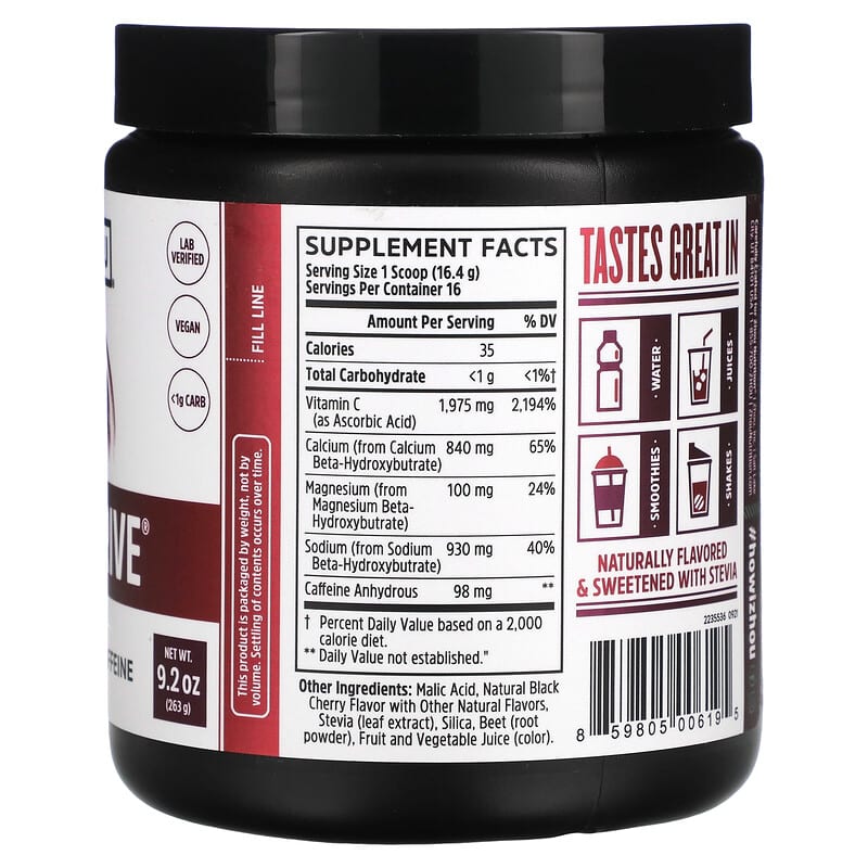 Zhou Nutrition, Keto Drive, Revved, Black Cherry, 9.2 oz (263 g) 859805006195