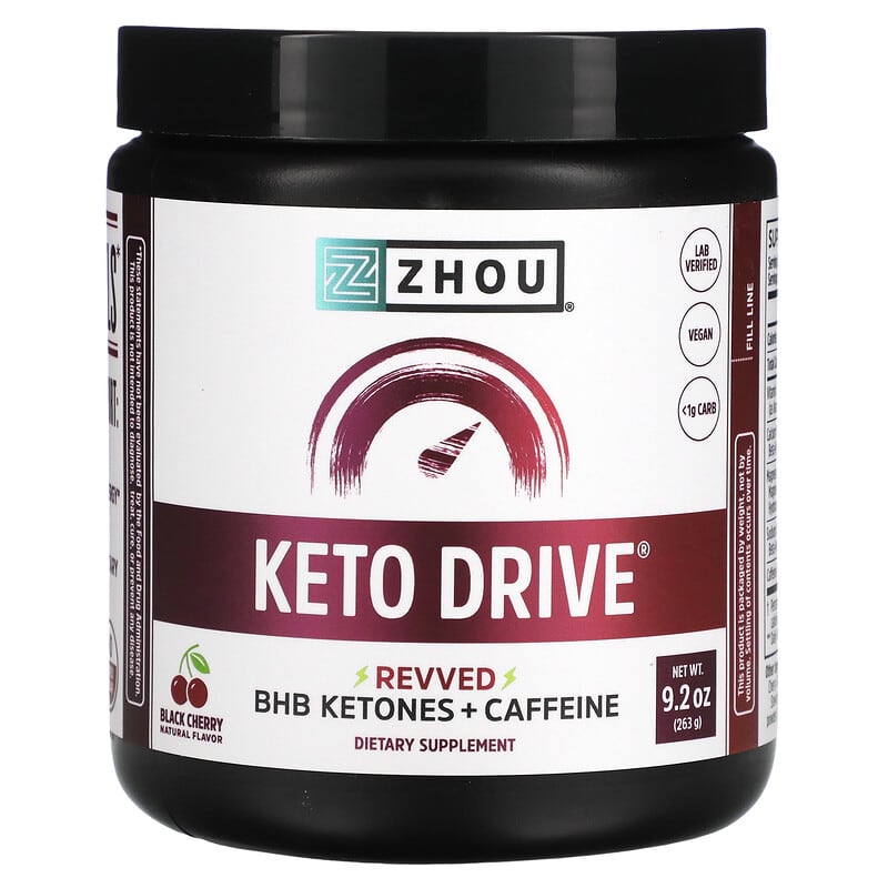 Zhou Nutrition Keto Drive Revved Black Cherry 9.2 oz (263 g) 859805006195