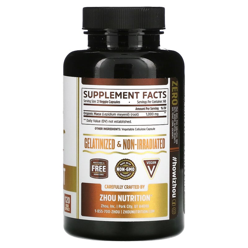 Zhou Nutrition, Maca Root, 120 Veggie Capsules 669191797481