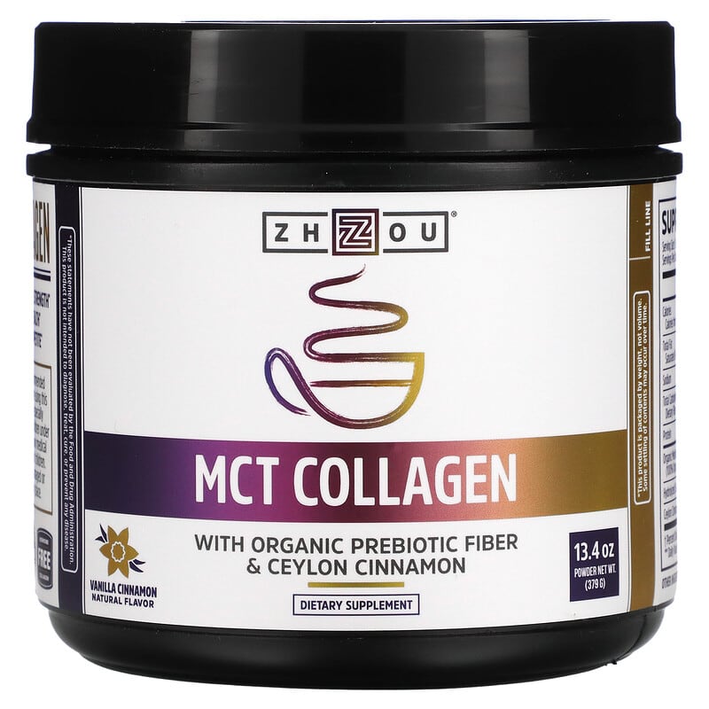 Zhou Nutrition MCT Collagen Vanilla Cinnamon 13.4 oz (379 g) 669191494779