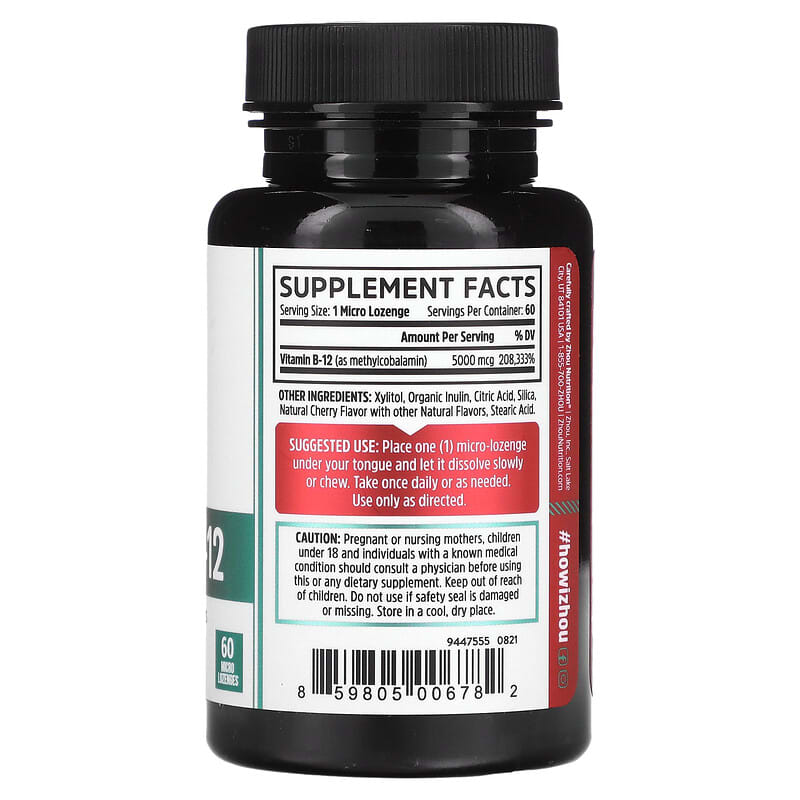 Zhou Nutrition, Methyl B-12, Natural Cherry, 60 Micro Lozenges 859805006782