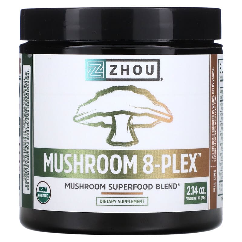 Zhou Nutrition Mushroom 8-Plex Powder 2.14 oz (60 g) 669191172332