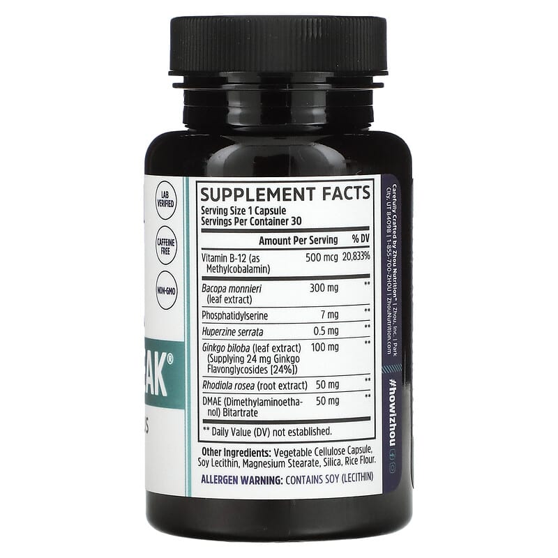 Zhou Nutrition, Neuro-Peak, 30 Veggie Capsules 859805006263