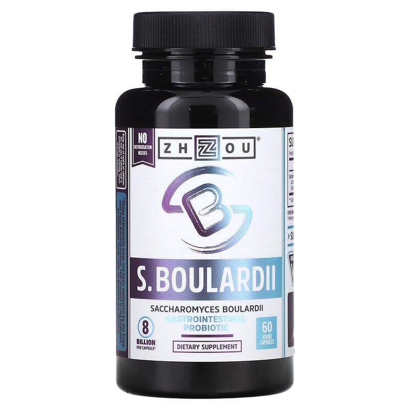 Zhou Nutrition Saccharomyces Boulardii Gastrointestinal Probiotic 8 Billion 60 Veggie Capsules 669191820165