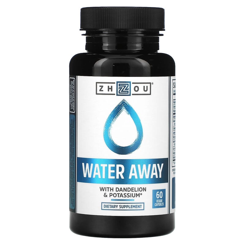 Zhou Nutrition Water Away with Dandelion & Potassium 60 Veggie Capsules 859805006379