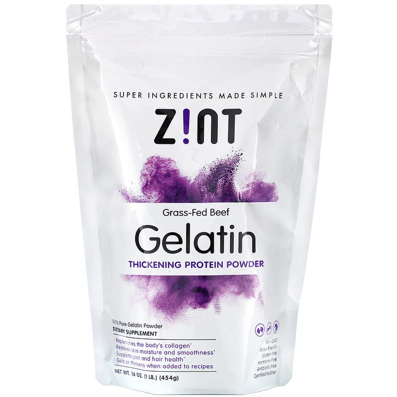 ZINT Grass-Fed Beef Gelatin Thickening Protein Powder 16 oz (454 g) 817516022019