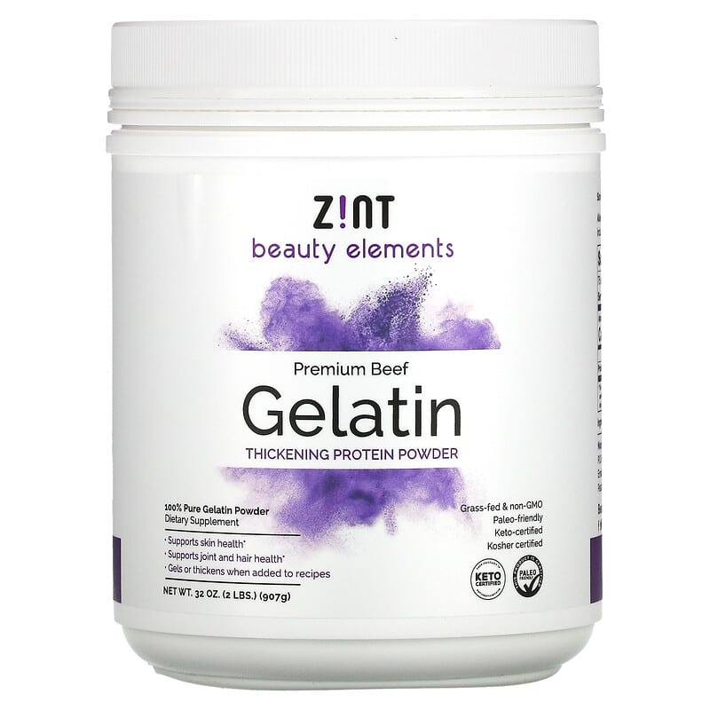 ZINT Premium Beef Gelatin Thickening Protein Powder 32 oz (907 g) 817516022118