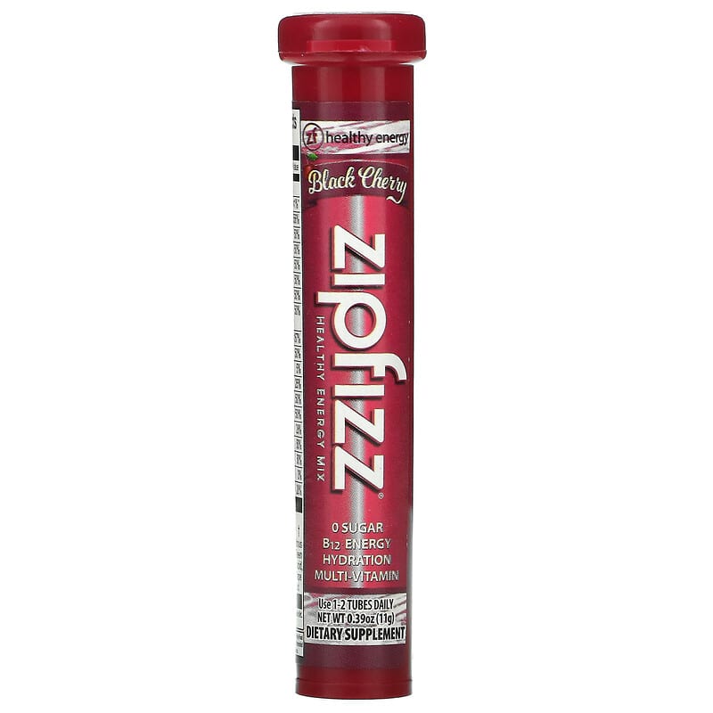 Zipfizz, Healthy Sports Energy Mix with Vitamin B12, Black Cherry, 20 Tubes, 0.39 oz (11 g) Each 893811000976