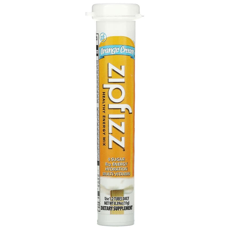 Zipfizz, Healthy Sports Energy Mix with Vitamin B12, Orange Cream, 20 Tubes, 0.39 oz (11 g) Each 893811000525